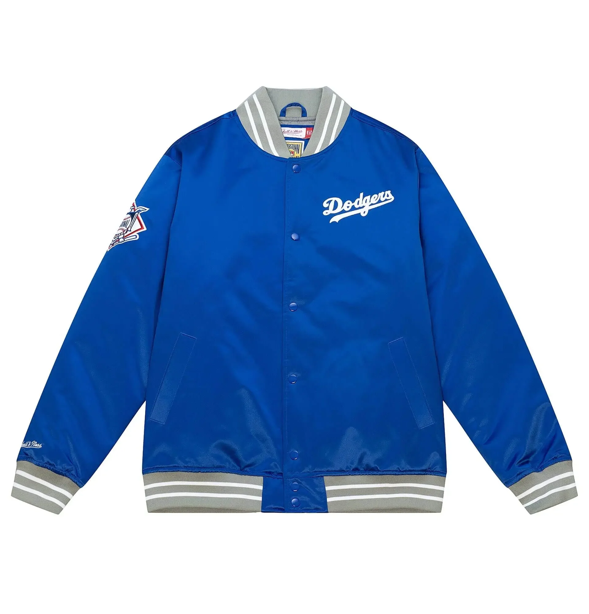 Los-Angeles-Dodgers-Heavyweight-Blue-Satin-Jacket-leather moto 1