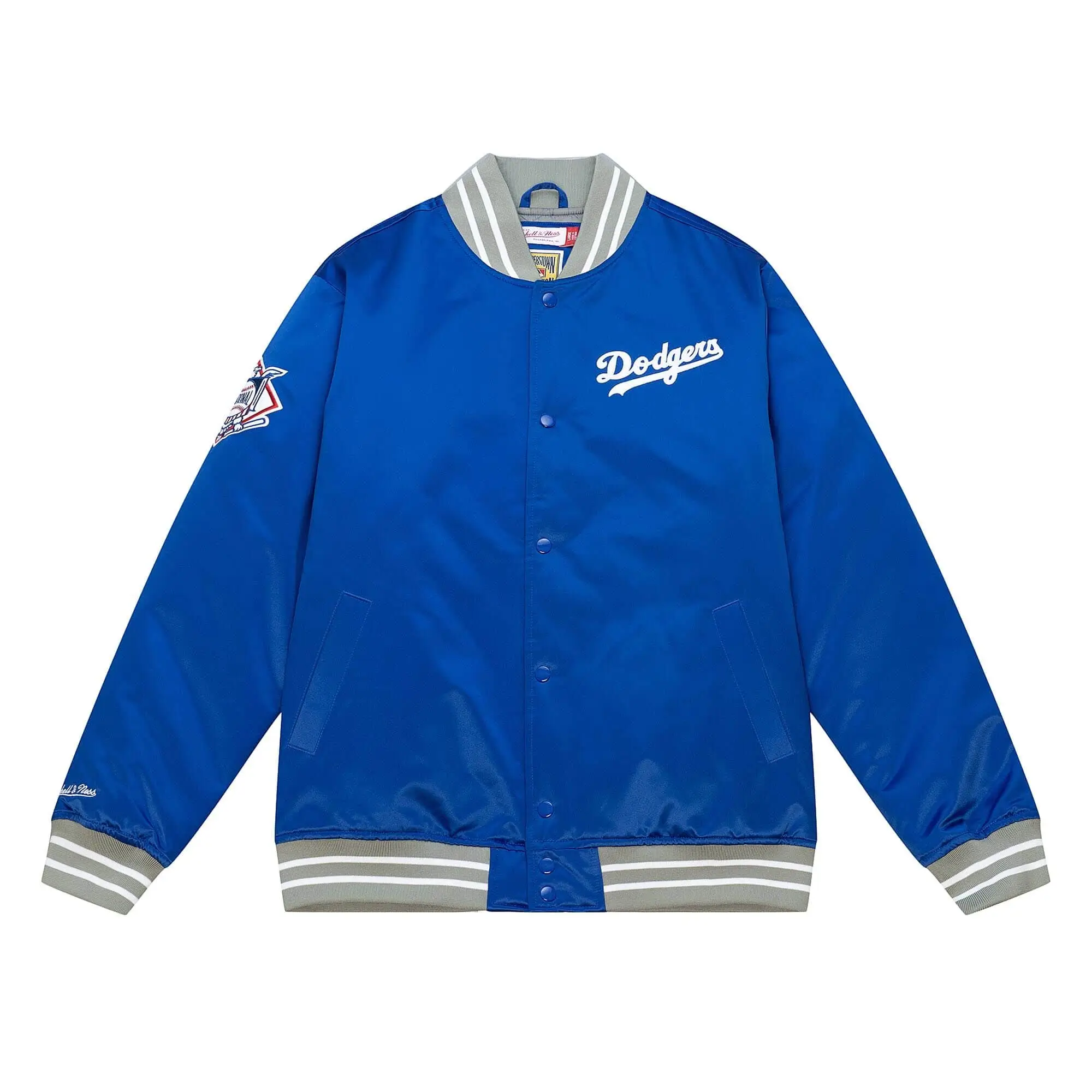 Los-Angeles-Dodgers-Heavyweight-Blue-Satin-Jacket-leather moto 1