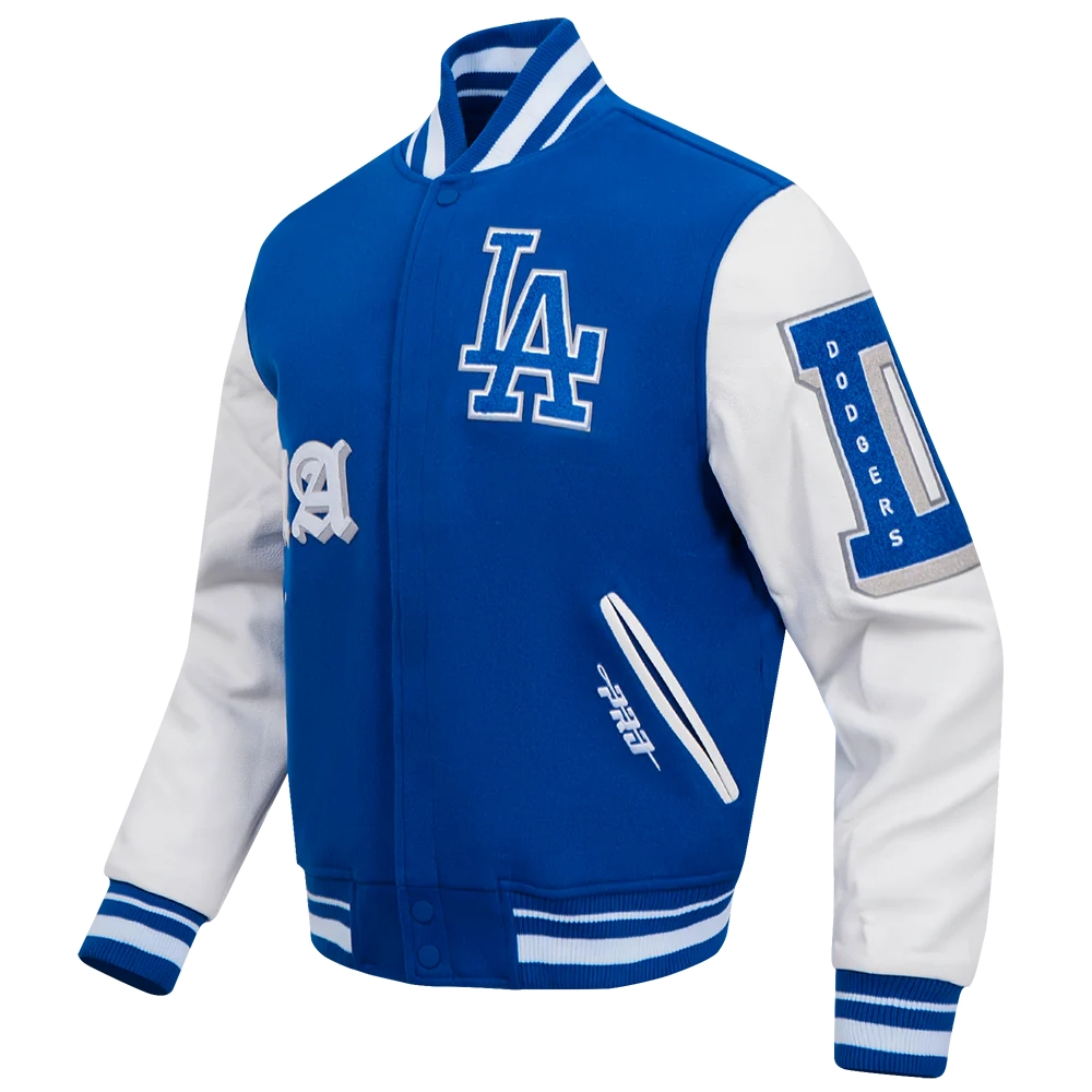 Los-Angeles-Dodgers-Old-English-Blue-And-White-Varsity-Jacket-leather moto 1