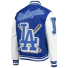 Los-Angeles-Dodgers-Pro-Standard-Mash-Up-Logo-Royal-Blue-Varsity-Jacket- leather moto 1