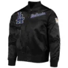 Los-Angeles-Dodgers-Pro-Standard-Wordmark-Black-Varsity-Jacket-leather moto 1