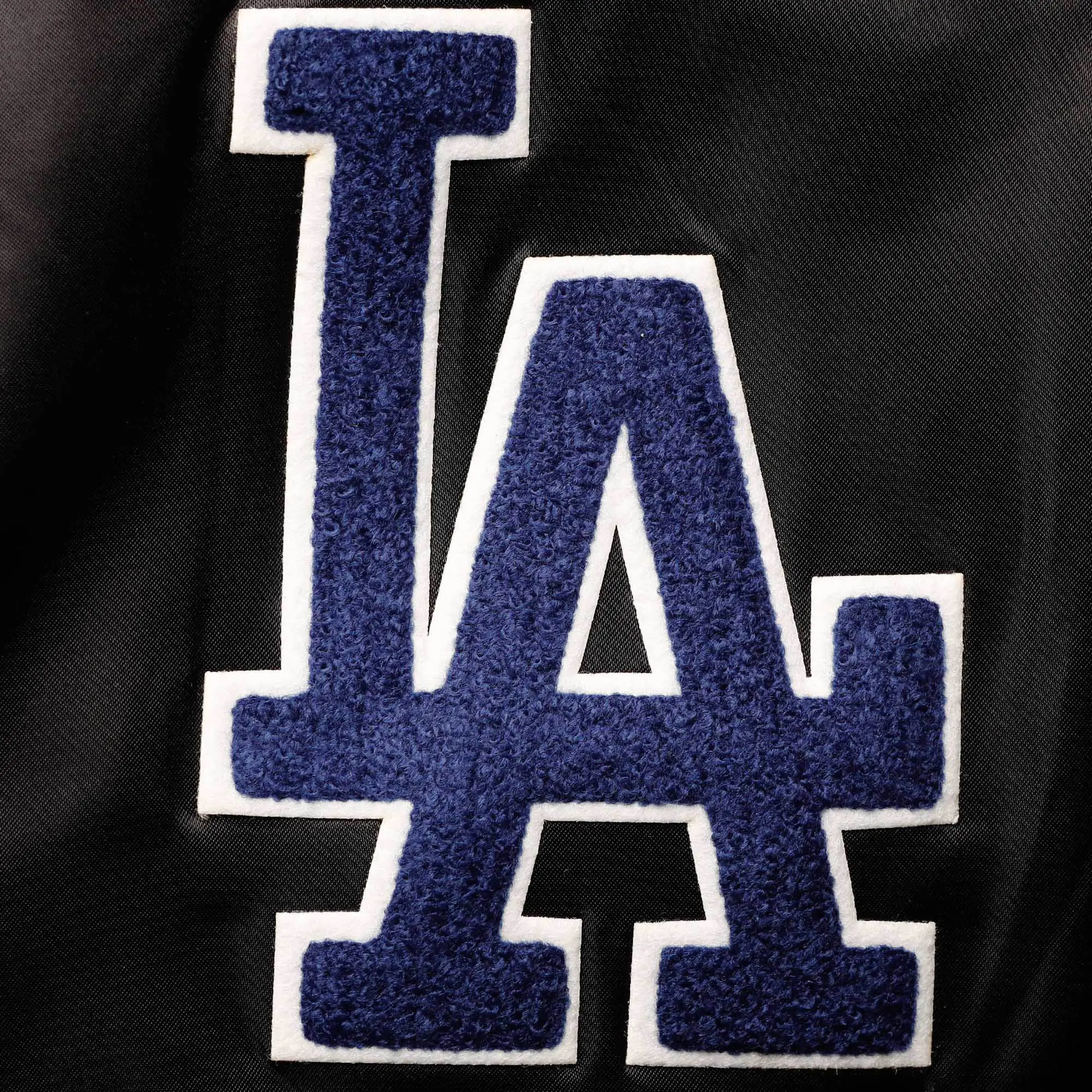 Los-Angeles-Dodgers-Pro-Standard-Wordmark-Black-Varsity-Jacket-leather moto 3