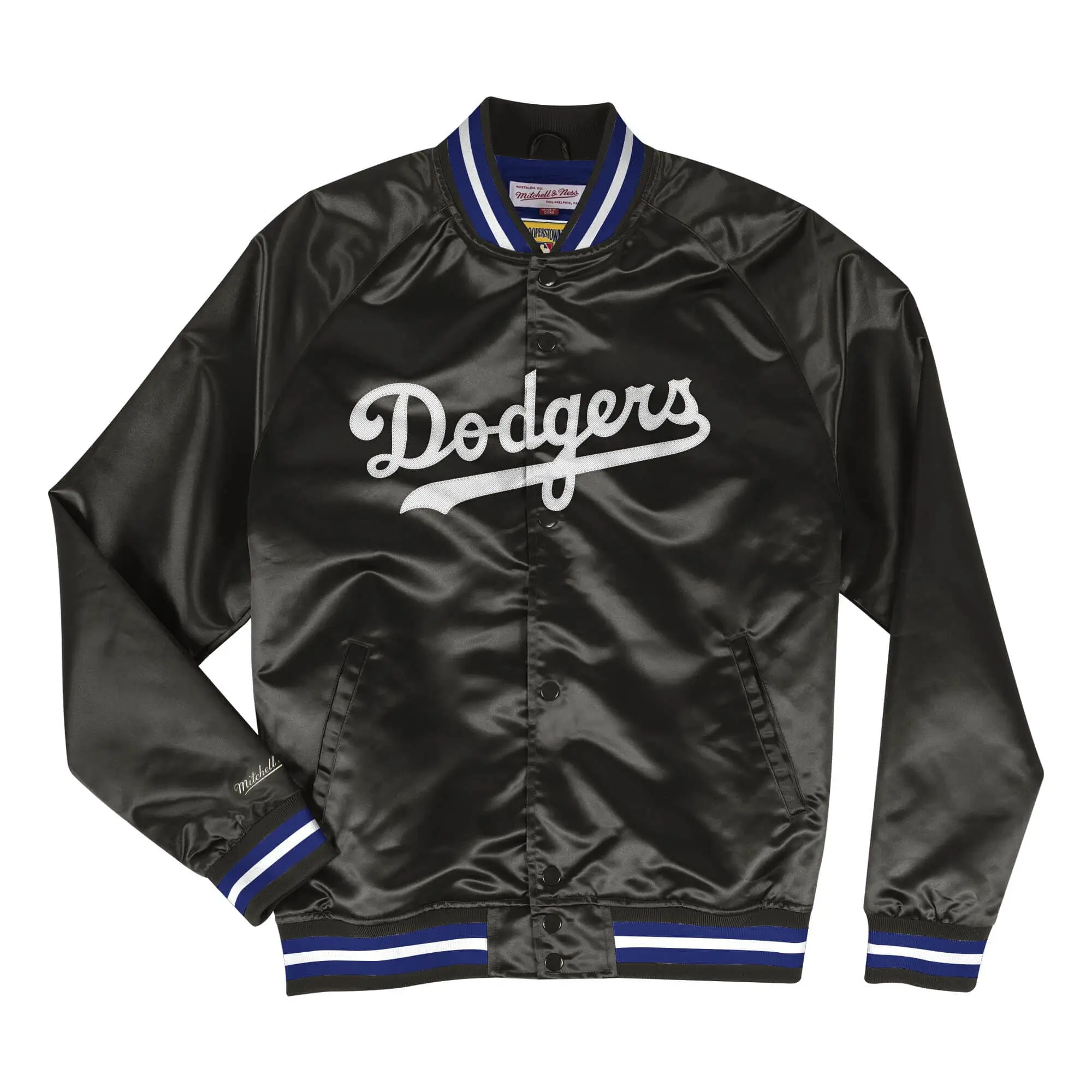 Los-Angeles-Dodgers-Satin-Black-Varsity-Jacket-leather moto1