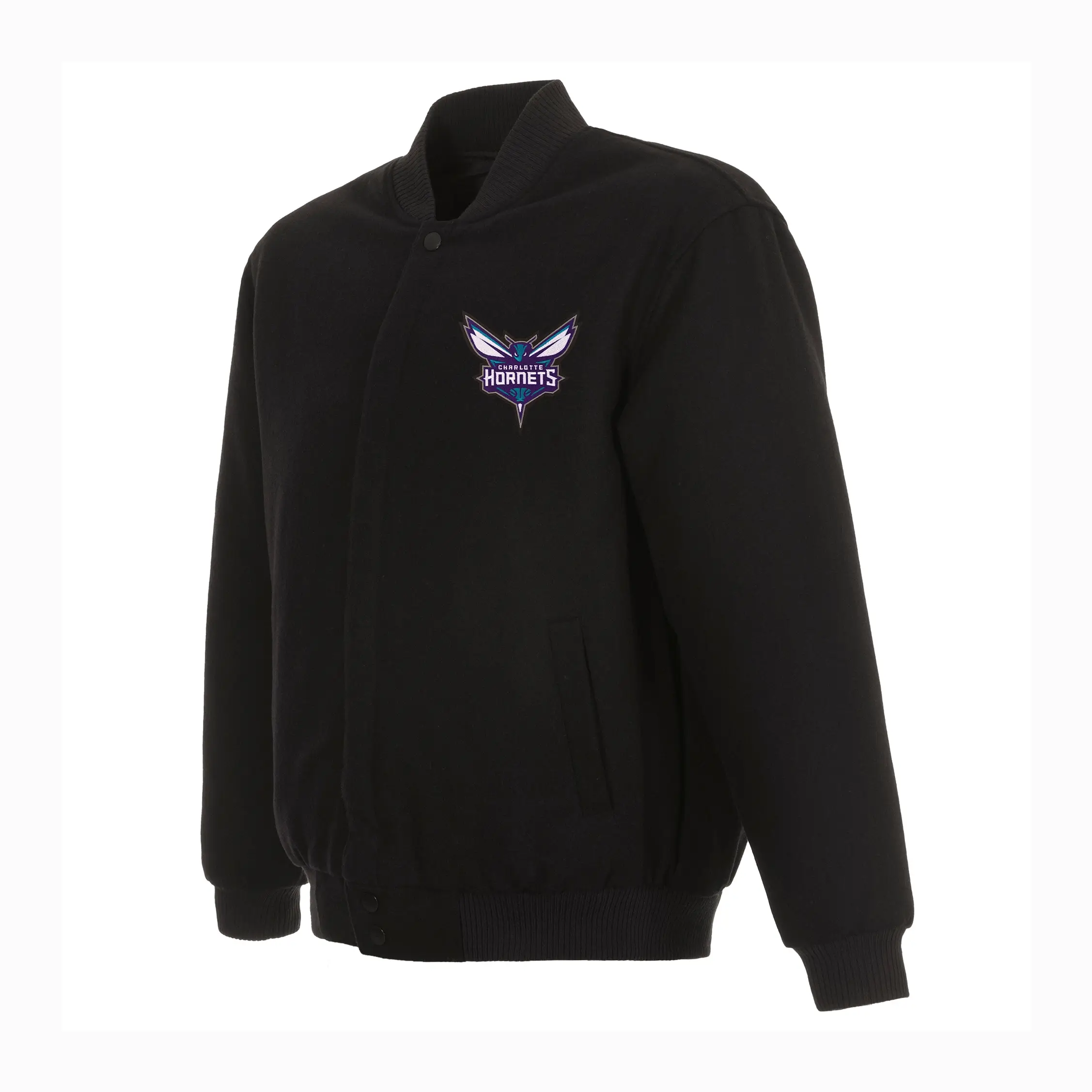 Mens-Black-Charlotte-Hornets-Wool-Varsity-Jacket-LeatherMoto
