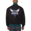 Charlotte Hornets Buzz City Ribbed Knit Black Wool Varsity Jacket - Image 2