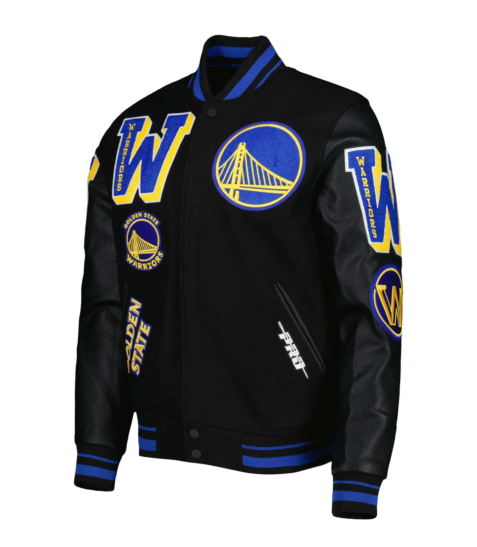 Mens-Golden-State-Warriors-Pro-Standard-Black-Mash-Up-Capsule-Varsity-Full-Zip-Jacket-LeatherMoto