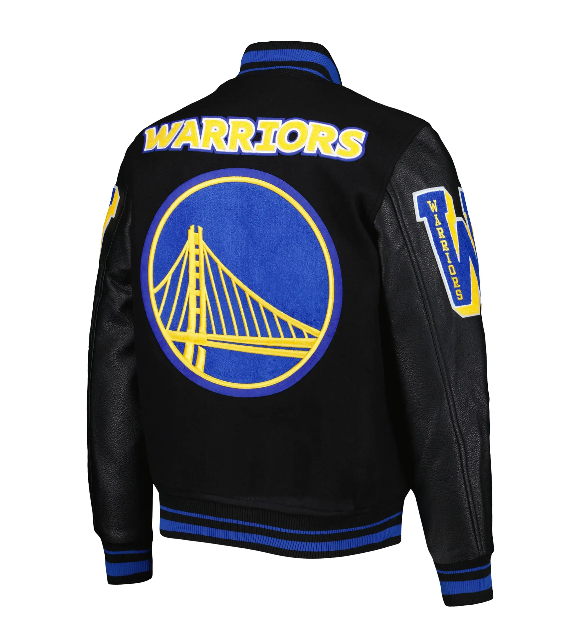 Men's Golden State Warriors Pro Standard Black Mash Up Capsule Varsity Full Zip Jacket - Image 2