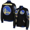 Men's Golden State Warriors Pro Standard Black Mash Up Capsule Varsity Full Zip Jacket - Image 4