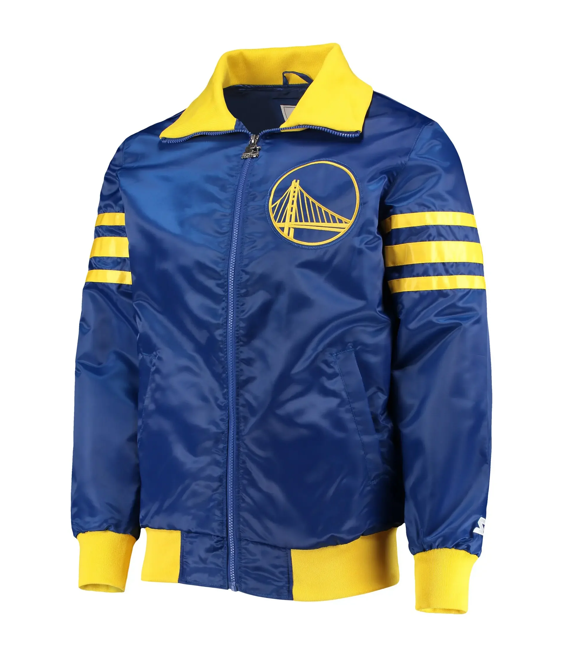 Men's Golden State Warriors Starter Royal The Captain II Full-Zip Varsity Jacket LeatherMoto (1)
