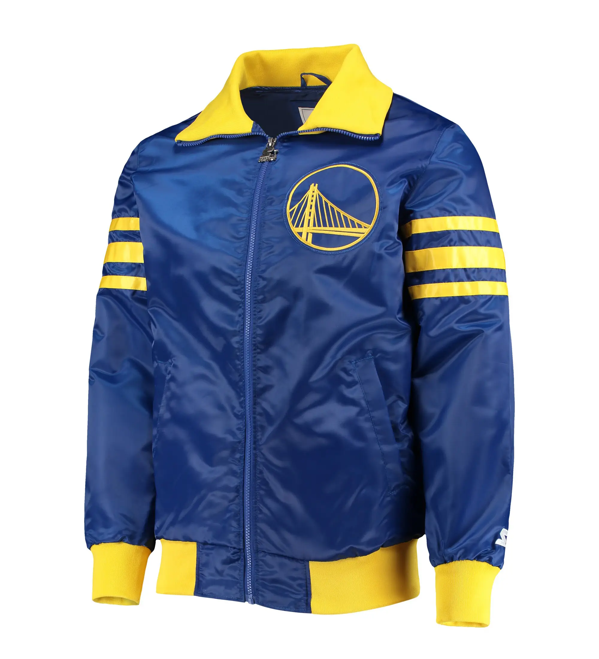 Men's Golden State Warriors Starter Royal The Captain II Full-Zip Varsity Jacket LeatherMoto (1)