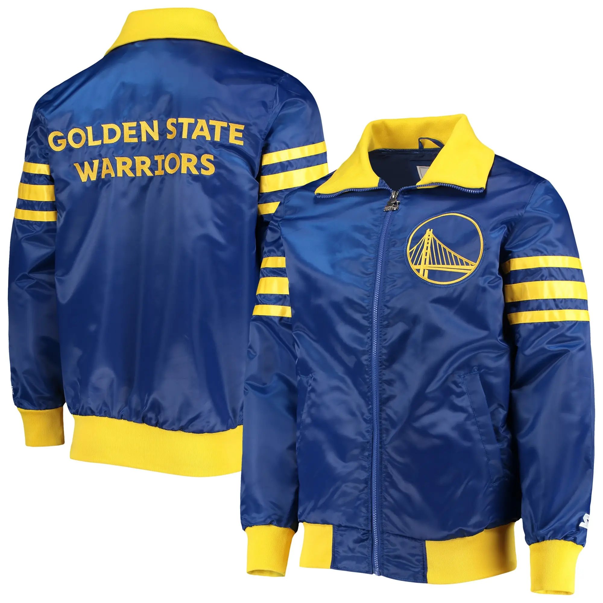 Men's Golden State Warriors Starter Royal The Captain II Full-Zip Varsity Jacket LeatherMoto (3)