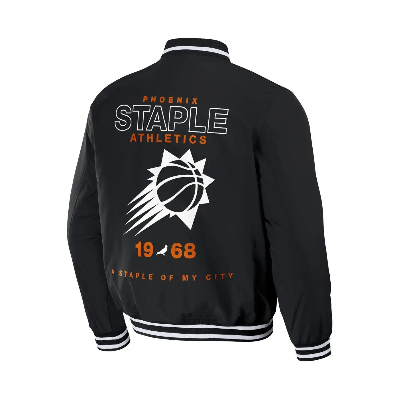 Men’s NBA x Staple Black Phoenix Suns Full-Snap Varsity Jacket-LeatherMoto