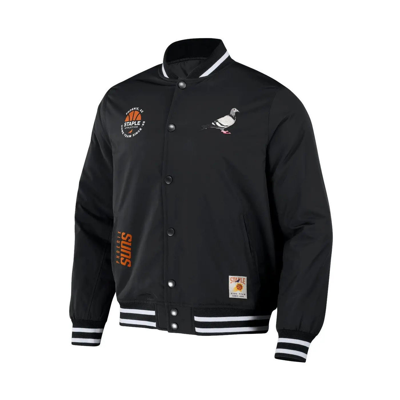 Men’s NBA x Staple Black Phoenix Suns Full-Snap Varsity Jacket-LeatherMoto