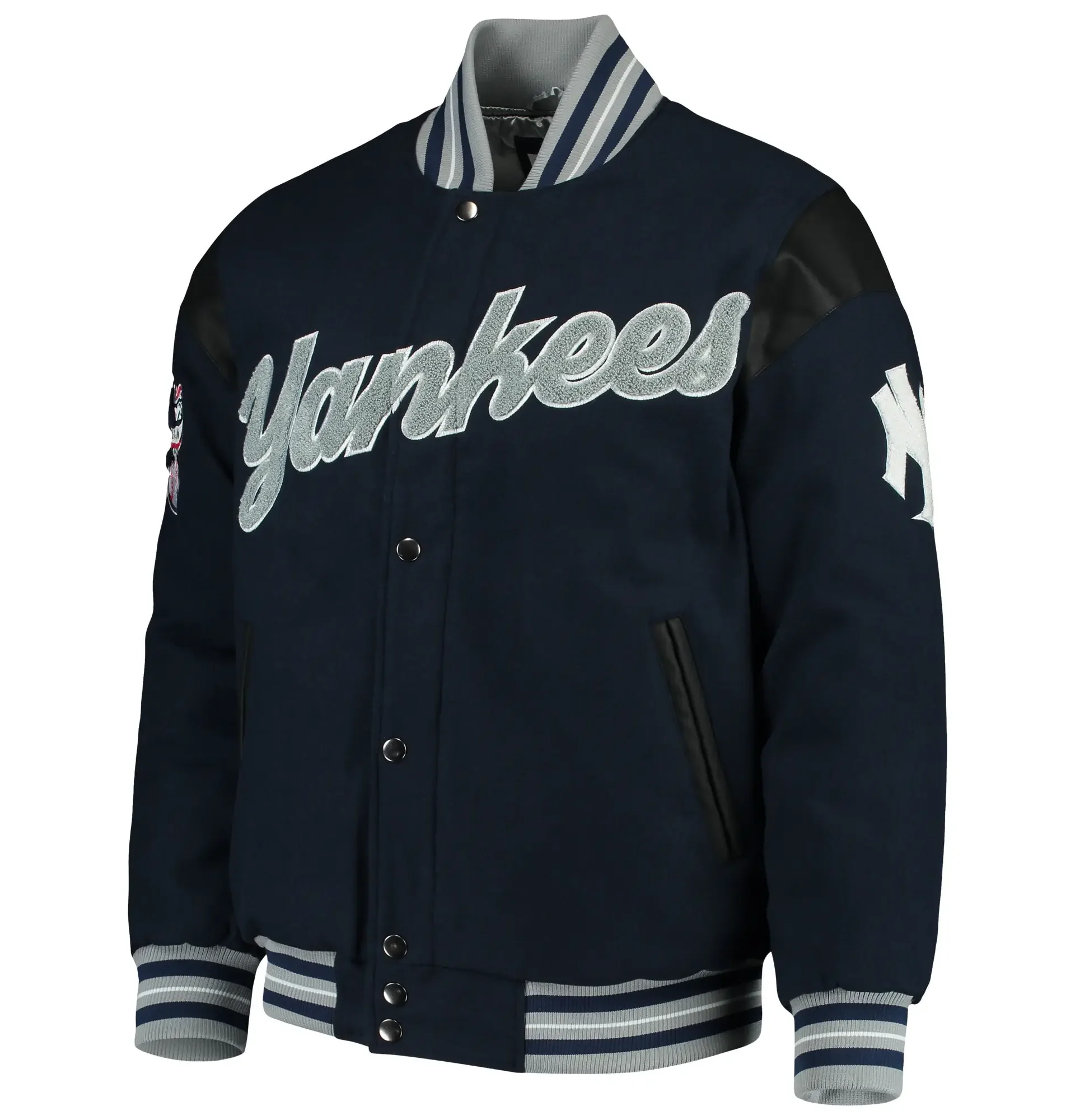 Mens-New-York-Yankees-G-III-Sports-Game-Ball-Full-Snap-Navy-Varsity-Jacket-leather moto 1