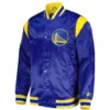 Men's Starter Royal Golden State Warriors Force Play Full-Snap Royal Blue Satin Varsity Jacket LeatheRmOTO (1)