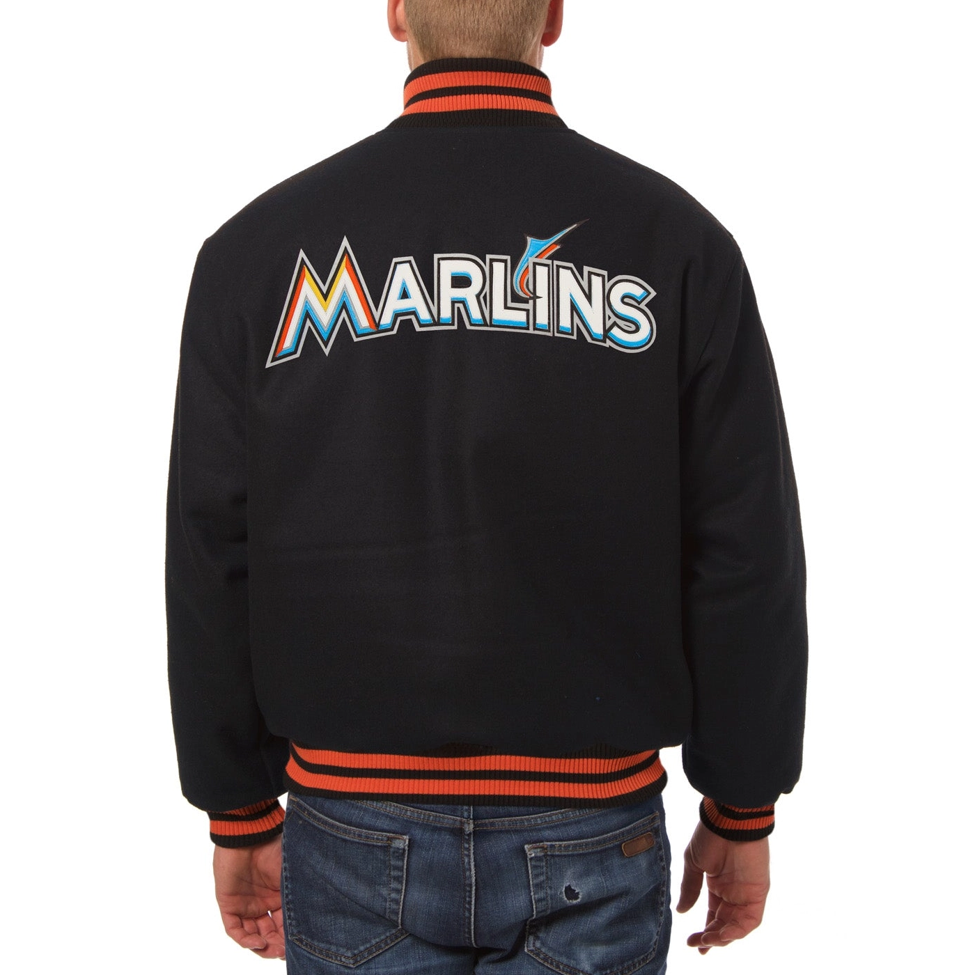 Miami-Marlins-Baseball-Team-Players-Black-Wool-Varsity-Jacket-leather moto 2