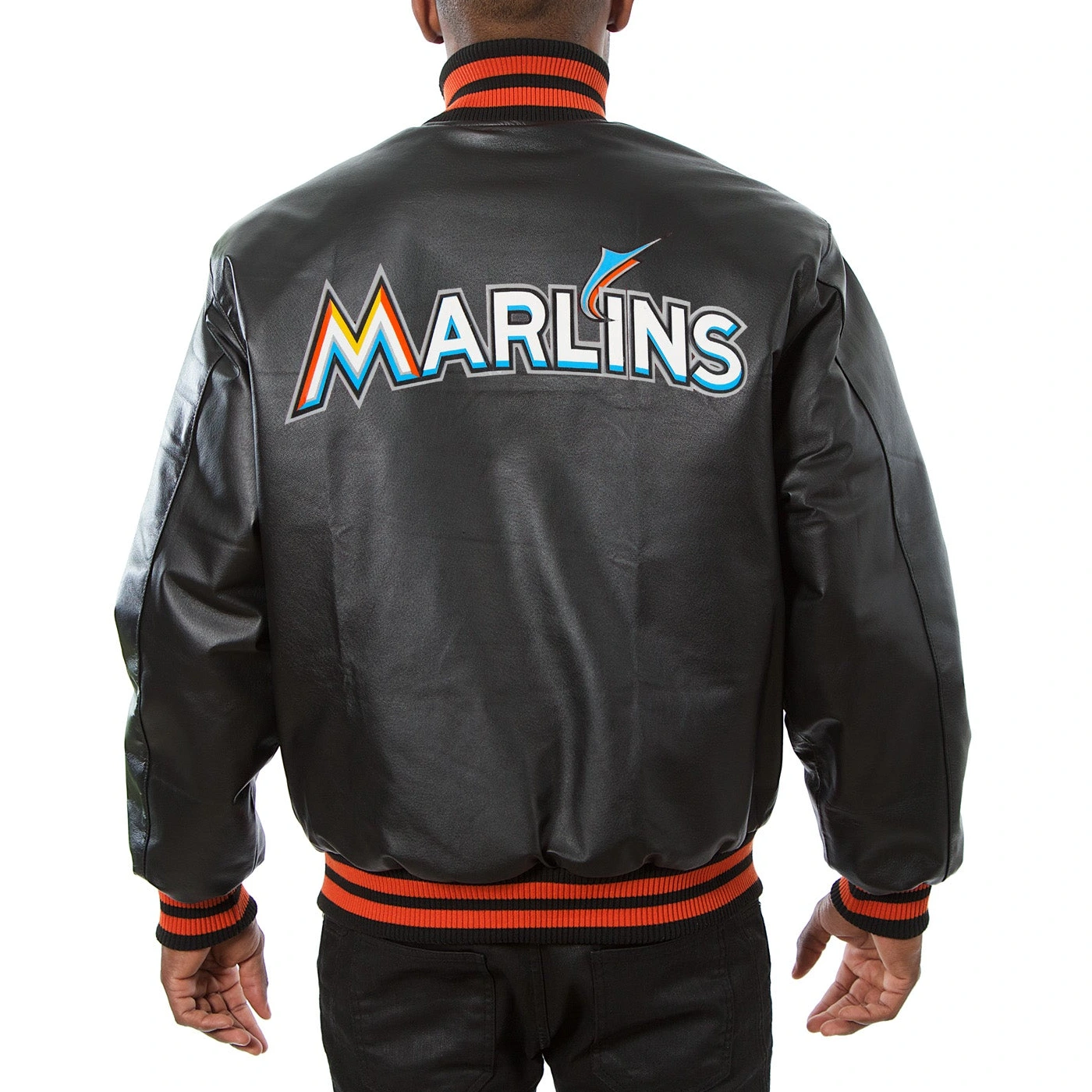 Miami-Marlins-Classic-Rib-Knitted-Black-Leather-Jacket-leather moto 2