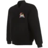 Miami-Marlins-Classic-Rib-Knitted-Black-Wool-Varsity-Jacket-leather moto 1