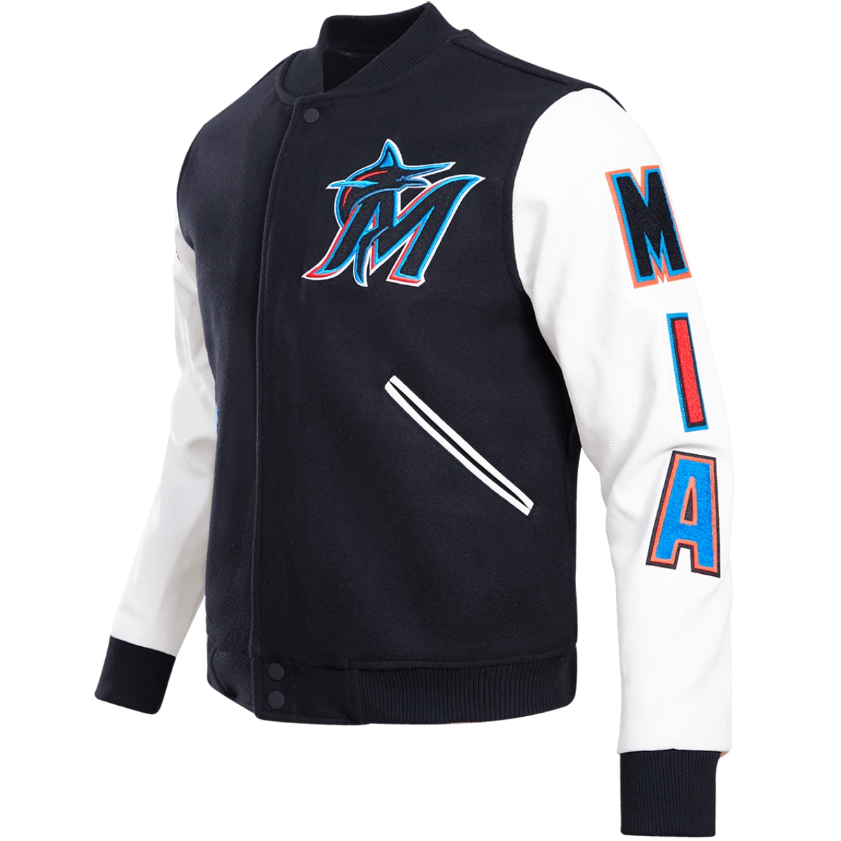 Miami-Marlins-Classic-Rib-Wool-Leather-Varsity-Jacket-leather moto 1
