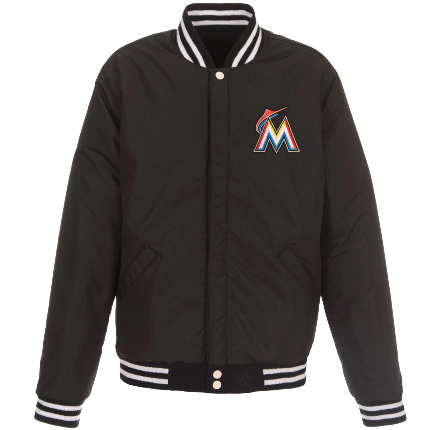 Miami-Marlins-Design-Reversible-Fleece-Faux-leather-Varsity-Jacket-leather moto 2