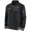 Miami-Marlins-Nike-Full-Zip-Bomber-Black-Varsity-Jacket-leather moto 1