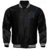 Miami-Marlins-Starter-Locker-Room-Full-Snap-Black-Satin-Varsity-Jacket-leather moto 1