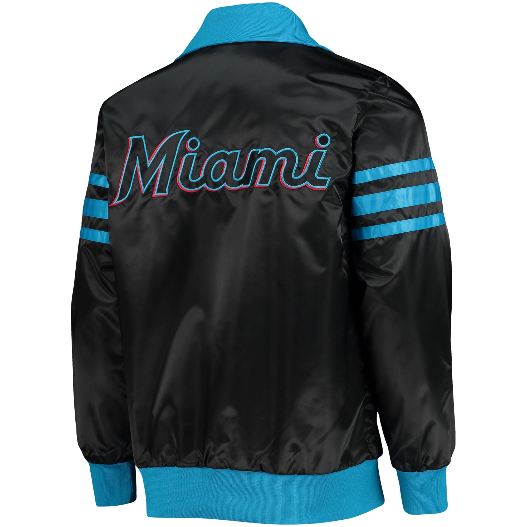Miami-Marlins-Starter-The-Captain-II-Full-Zip-Satin-Varsity-Black-Jacket-leather moto 2