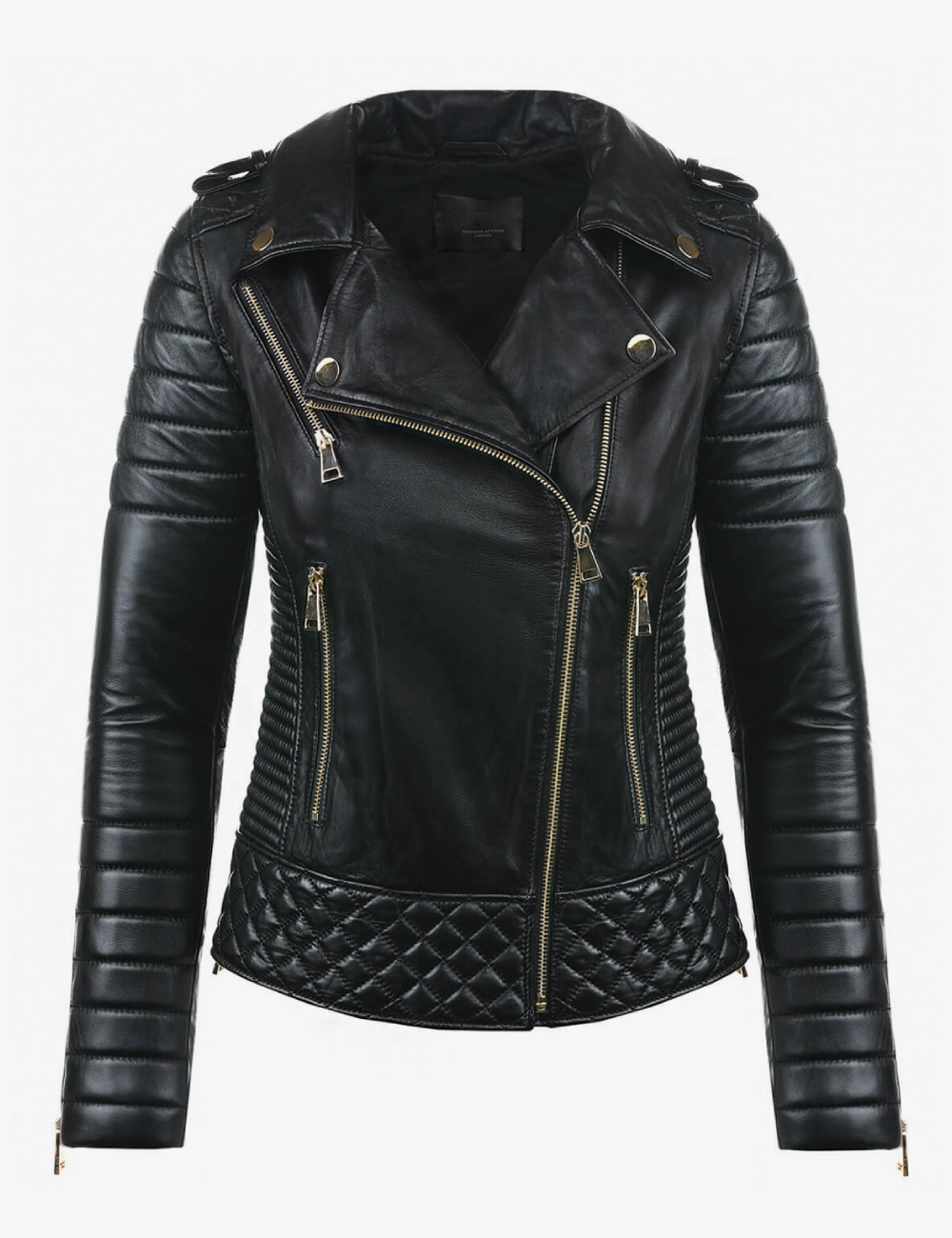 Midnight Gold Women's Black Leather Jacket (1)