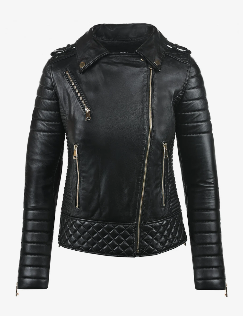 Midnight Gold Women's Black Leather Jacket (2)