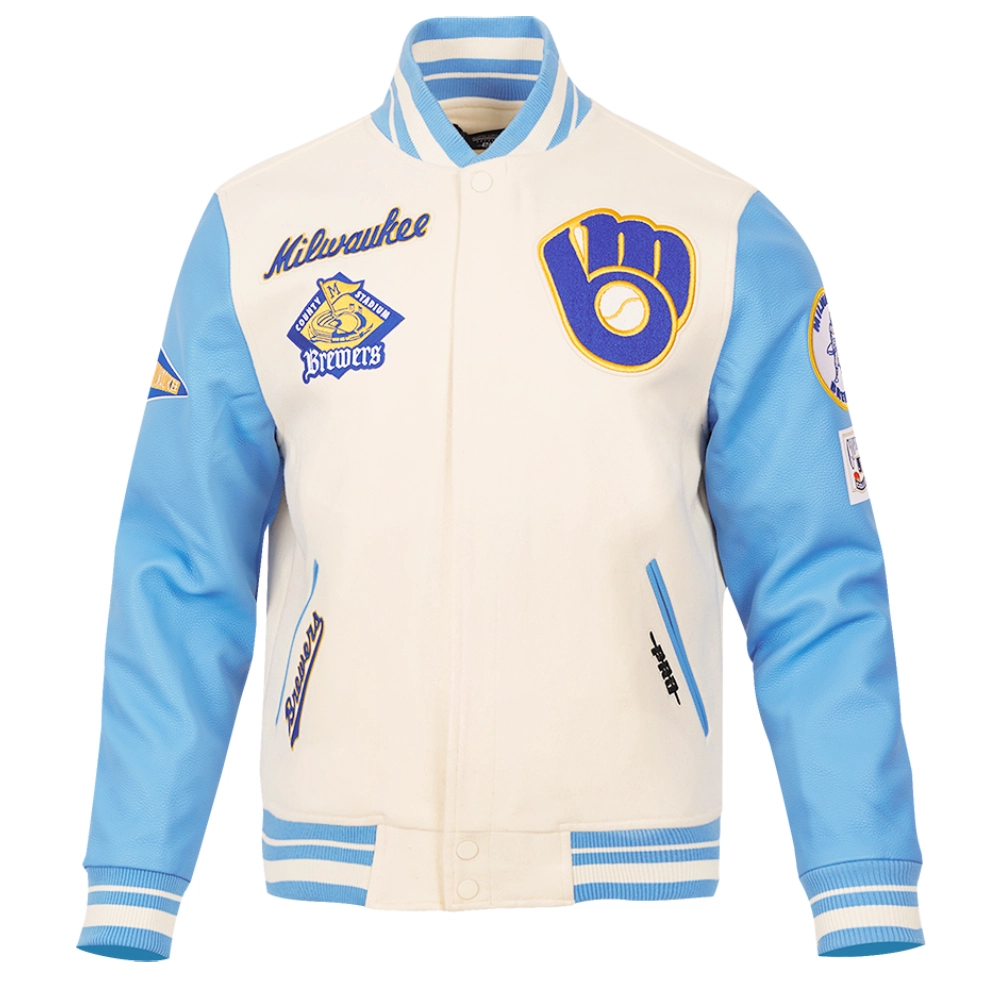 Milwaukee-Brewers-Baseball-Team-Players-Wool-Leather-Varsity-Jacket-leather moto 1