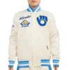 Milwaukee-Brewers-Pro-Standard-Full-Snap-Satin-Varsity-Cream-Jacket-leather moto 1