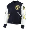 Milwaukee-Brewers-Pro-Standard-Ribbed-Knitted-Wool-Leather-Varsity-Jacket-leather moto 1