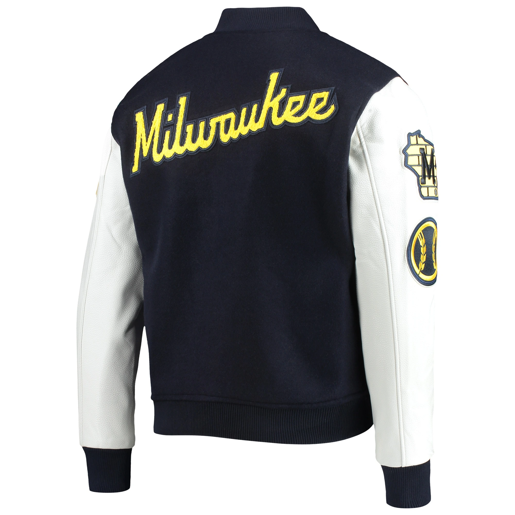 Milwaukee-Brewers-Pro-Standard-Ribbed-Knitted-Wool-Leather-Varsity-Jacket-leather moto 2