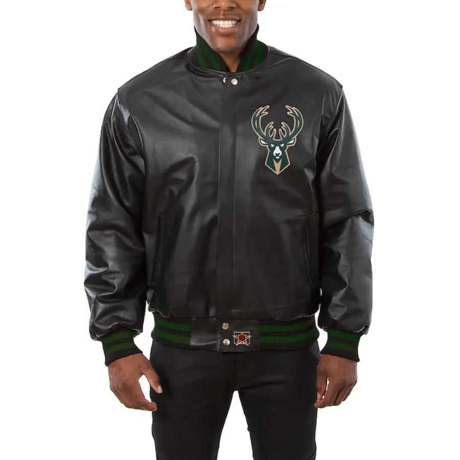 Milwaukee-Bucks-Domestic-Black-Team-Color-Leather-Jacket-LeatherMoto