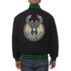 Milwaukee Bucks Embroidered Black Wool Varsity Jacket-LeatherMoto