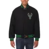 Milwaukee Bucks Embroidered Black Wool Varsity Jacket-LeatherMoto