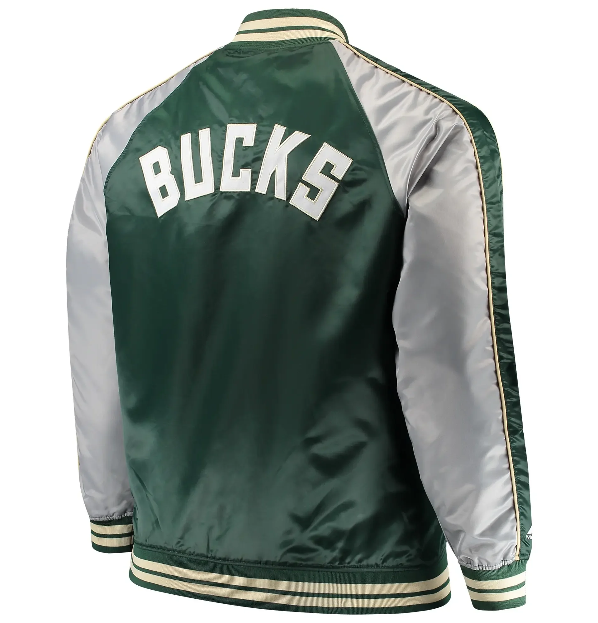 Milwaukee-Bucks-Majestic-Big-Tall-Hunter-Green-Satin-Varsity-Jacket-LeatherMoto