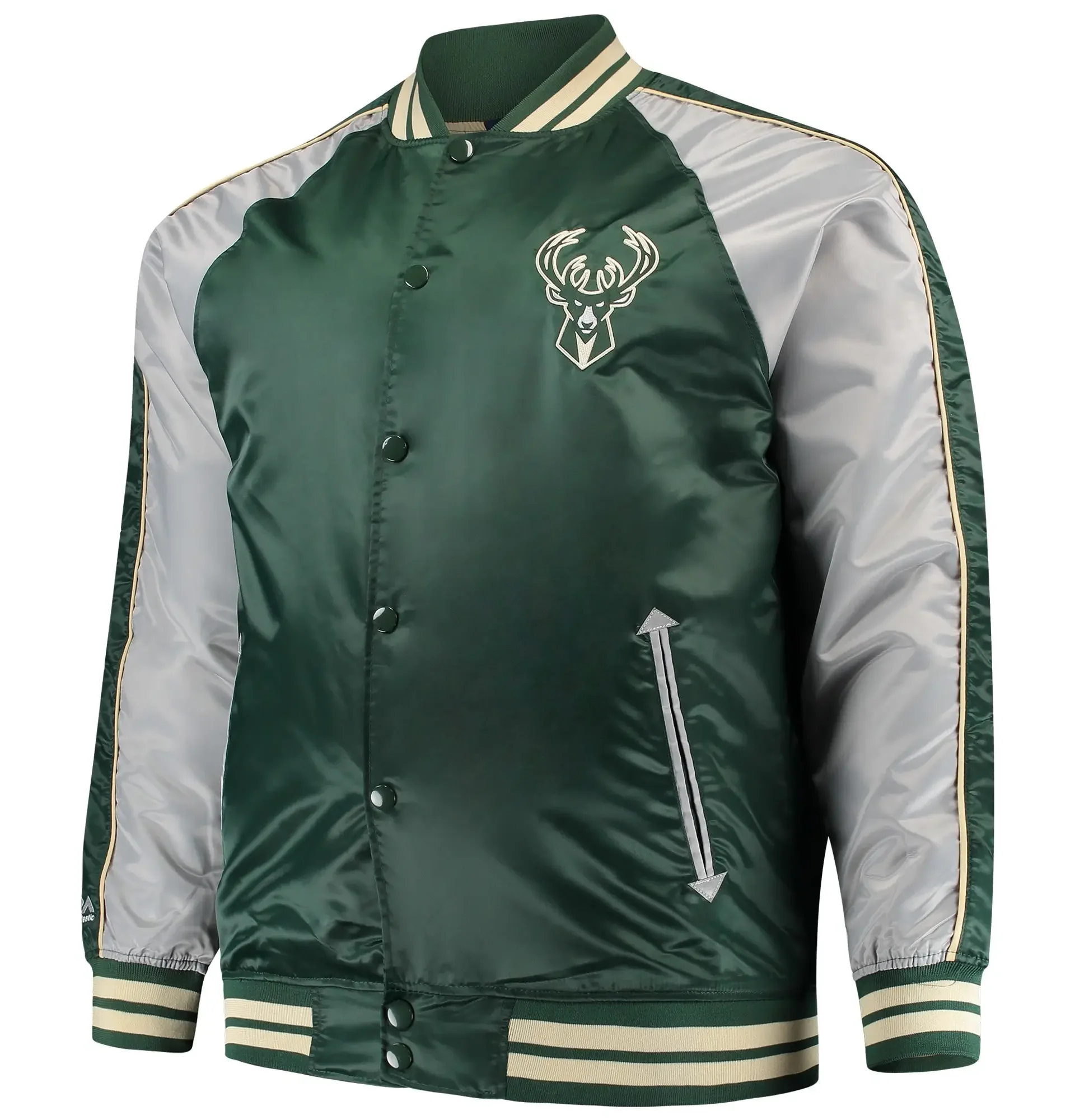Milwaukee-Bucks-Majestic-Big-Tall-Hunter-Green-Satin-Varsity-Jacket-LeatherMoto