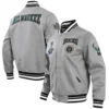 Milwaukee-Bucks-Pro-Standard-Heather-Crest-Emblem-Full-Snap-Gray-Varsity-Jacket-LeatherMoto
