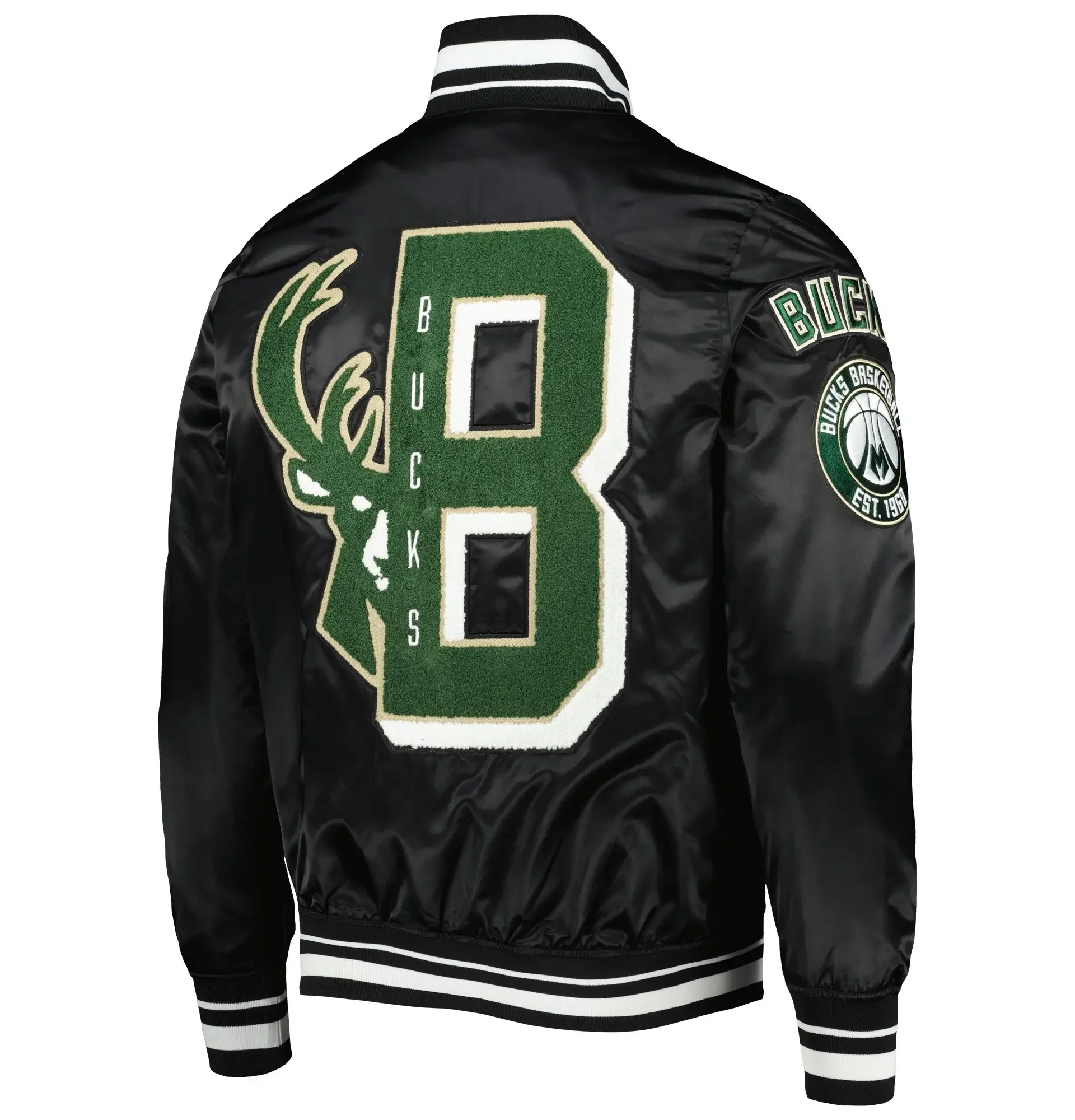 Milwaukee-Bucks-Pro-Standard-Mash-Up-Capsule-Black-Satin-Varsity-Jacket-LeatherMoto