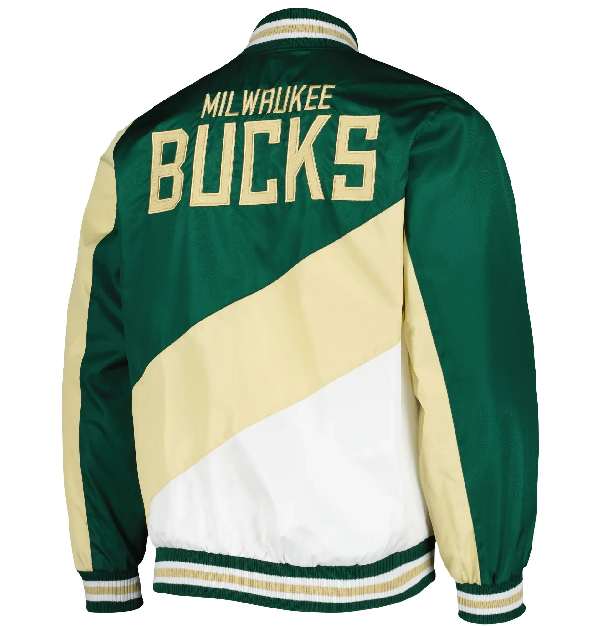 Milwaukee-Bucks-Ripstop-JH-Design-Full-Zip-Hunter-Green-Varsity-Jacket-LeatherMoto