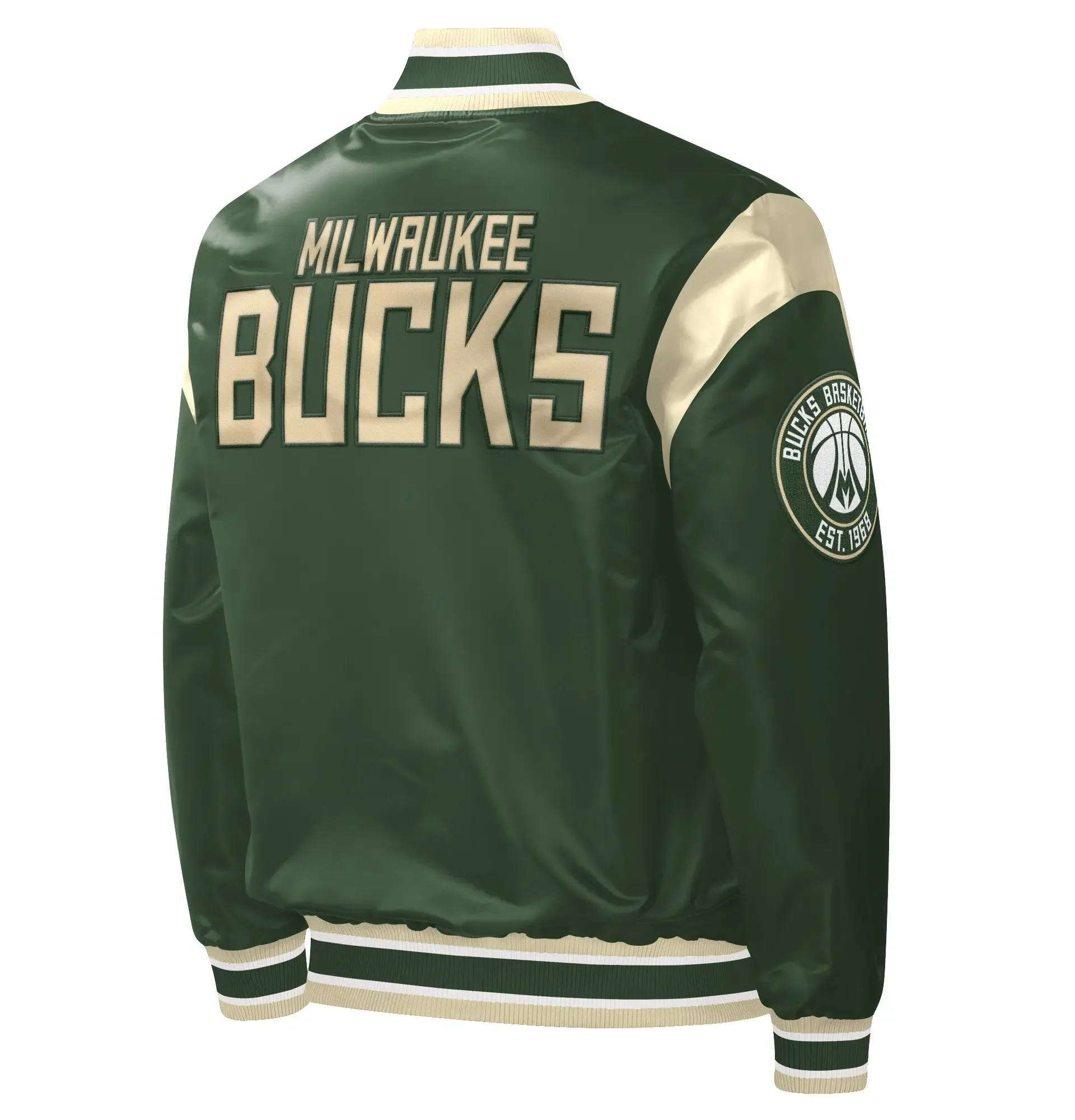 Milwaukee-Bucks-Starter-Hunter-Force-Play-Green-Satin-Varsity-Jacket-LeatherMoto