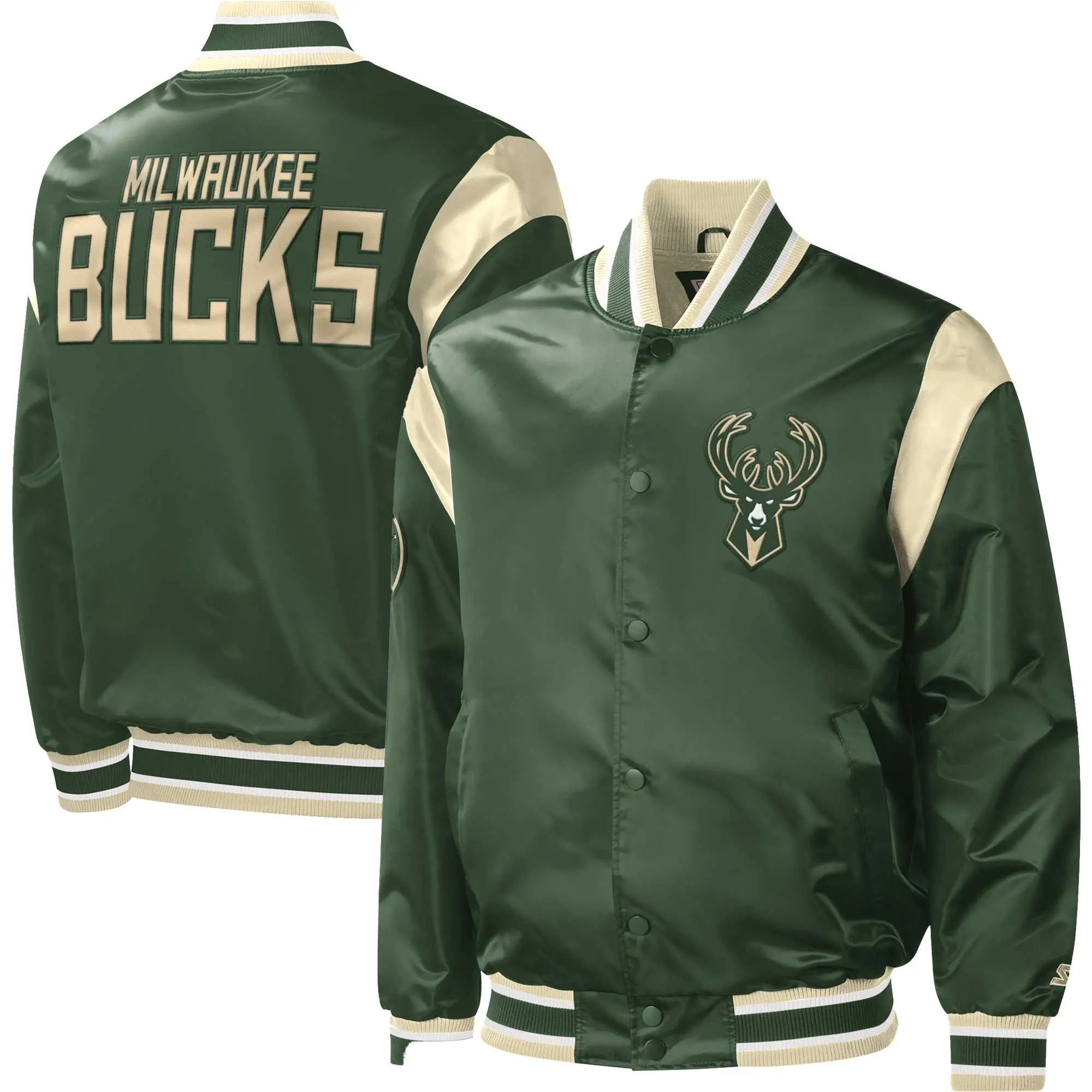 Milwaukee-Bucks-Starter-Hunter-Force-Play-Green-Satin-Varsity-Jacket-LeatherMoto
