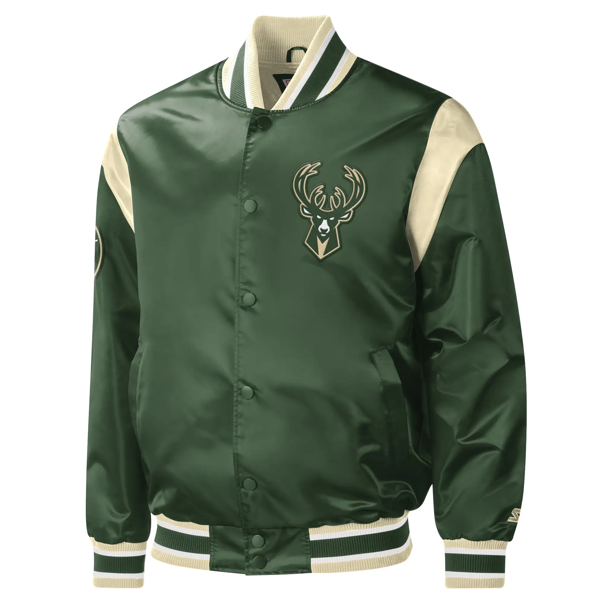 Milwaukee-Bucks-Starter-Hunter-Force-Play-Green-Satin-Varsity-Jacket-LeatherMoto