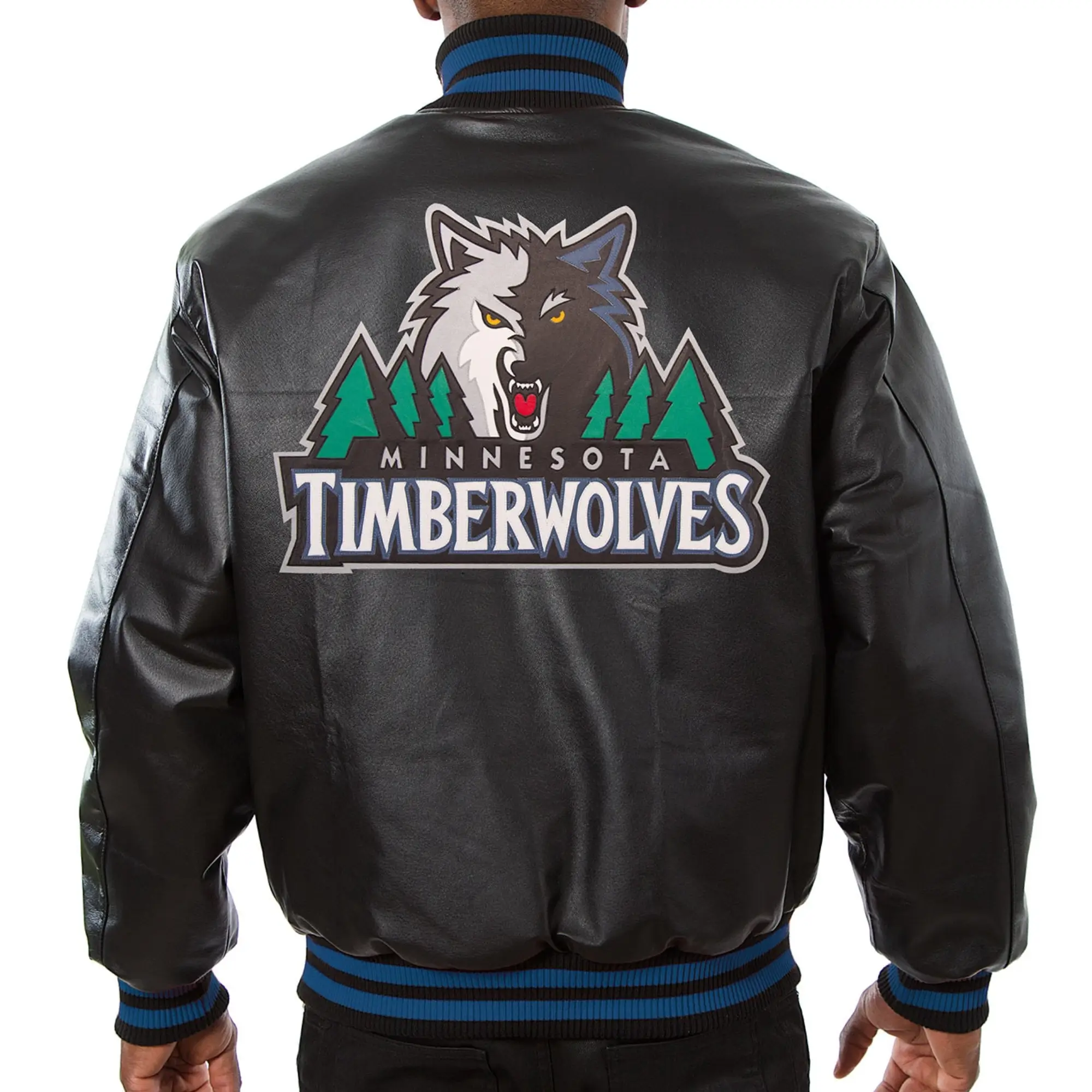 Minnesota Timberwolves Domestic Black Leather Varsity Jacket - Image 2