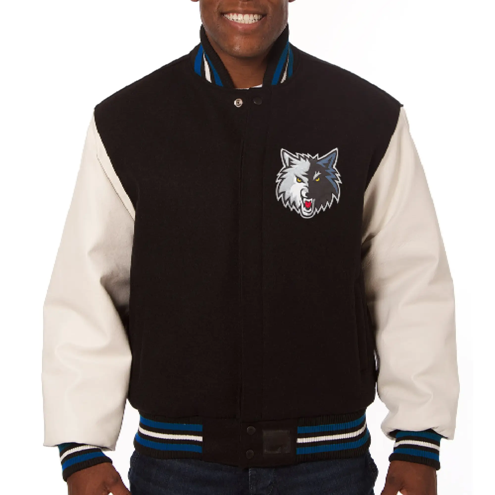 Minnesota-Timberwolves-Wool-Leather-Jacket-Black-White-LeatherMoto