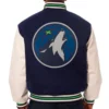 Minnesota Timberwolves Wool Leather Varsity Jacket Navy White - Image 2