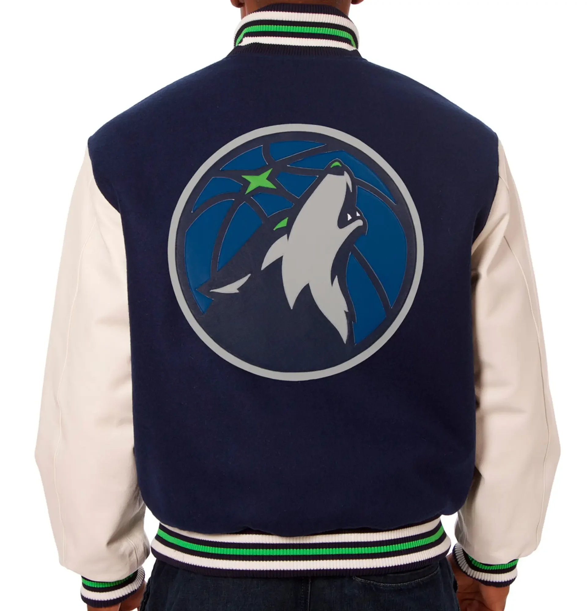 Alternative view of Minnesota Timberwolves Wool Leather Varsity Jacket Navy White