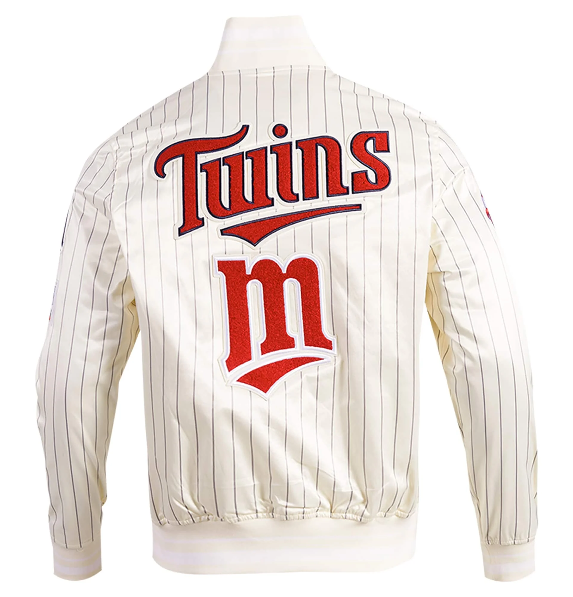 Minnesota-Twins-Pro-Standard-Cooperstown-Pinstripe-Full-Snap-Satin-Jacket-LEATHER MOTO 2