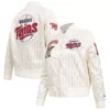 Minnesota-Twins-Pro-Standard-Pinstripe-Full-Snap-Satin-Varsity-Cream-Jacket-LEATHER MOTO 3